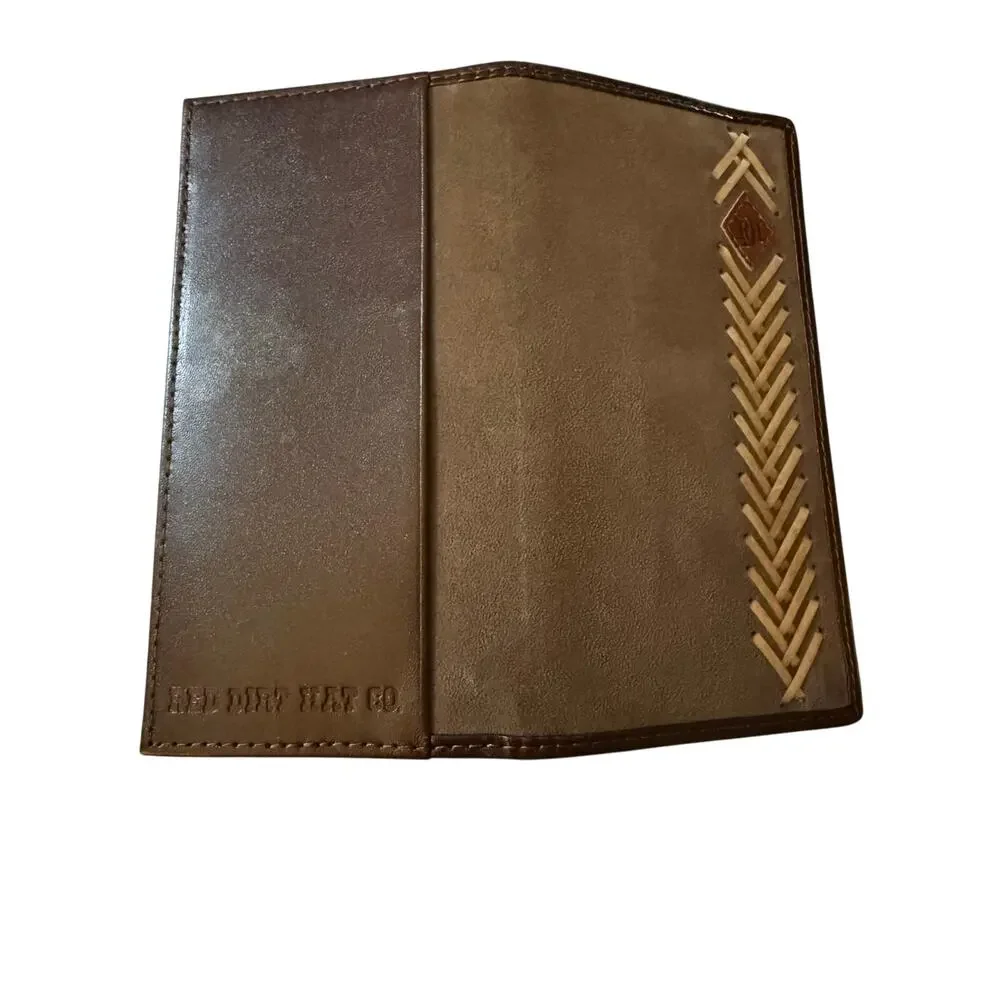 Red Dirt Hat Company Taupe Roughout With Herringbone Rawhide Rodeo Wallet, NWT